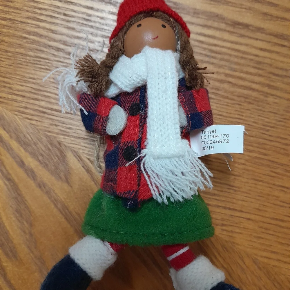 Christmas Wooden Doll Ornament On A Sleigh Size:5